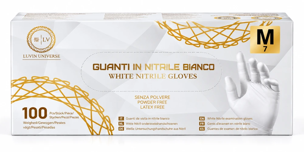Confezione guanti in nitrile bianchi LUVIN UNIVERSE LV003